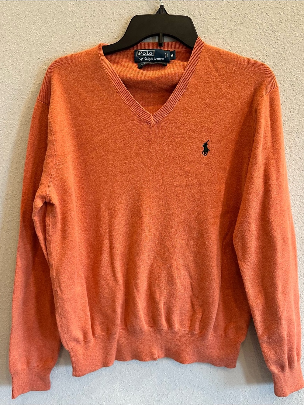 Polo Ralph Lauren Pima Cotton V Neck Sweater Medium Orange